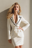 White Pencil Peak Lapel 2 Pieces Short Formal Suits with Sleeves