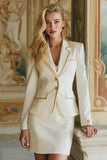 White Notched Lapel 2 Pieces Pencil Short Formal Suits with Sleeves