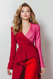 Red 2 Pieces Satin Shawl Lapel Women Tuxedo with Sleeves