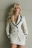 White 2 Pieces Notched Lapel Pencil Short Formal Suits with Pockets
