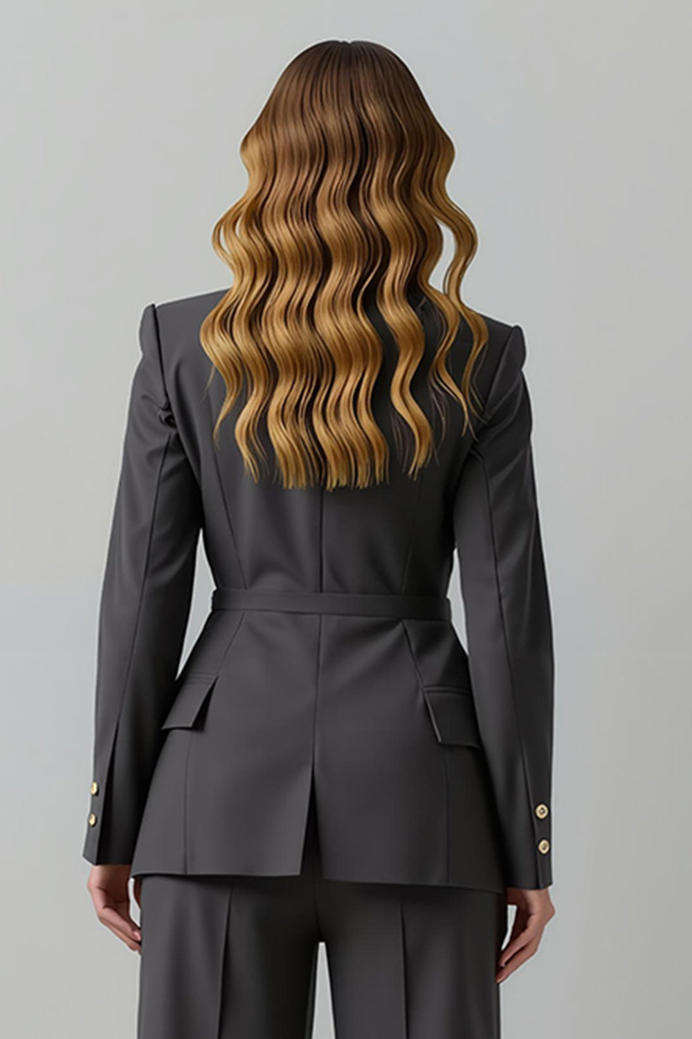 Dark Grey Peak Lapel 2 Pieces Double Breasted Women Formal Suits