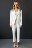 Sparkly White Shawl Lapel 2 Pieces Women Tuxedo with Buttons