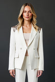 Sparkly White Shawl Lapel 2 Pieces Women Tuxedo with Buttons