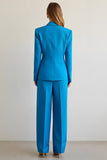 Blue Notched Lapel Single Breasted 2 Piece Women Formal Suits
