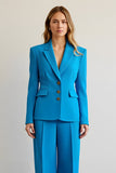 Blue Notched Lapel Single Breasted 2 Piece Women Formal Suits