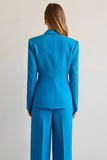 Blue Notched Lapel Single Breasted 2 Piece Women Formal Suits