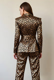 Gold Black Leopard Shawl Lapel 2 Piece Women Formal Suits