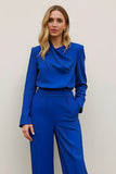 Royal Blue Satin 2 Piece Formal Suits with Pockets