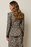Coffee Leopard Shawl Lapel 2 Piece Long Pencil Women Formal Suits