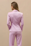 2 Piece Pink Satin Notched Lapel Double Breasted Women Formal Suits