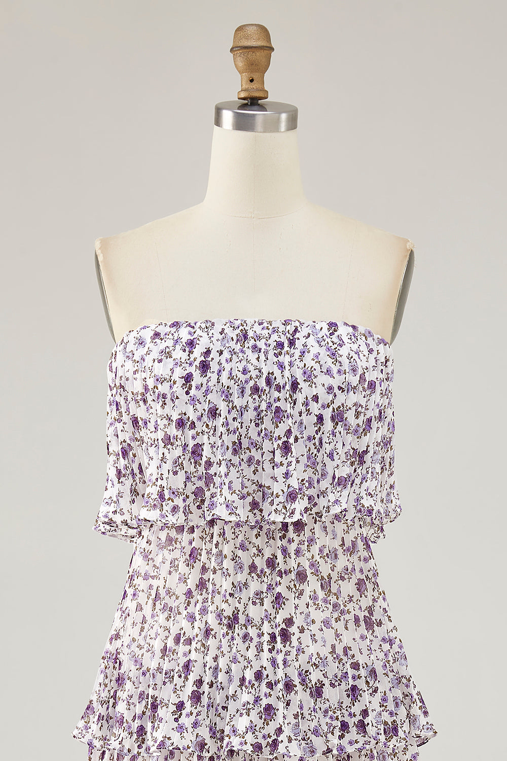 Off The Shoulder Purple Flower Printed A Line Long Wedding Guest Dress