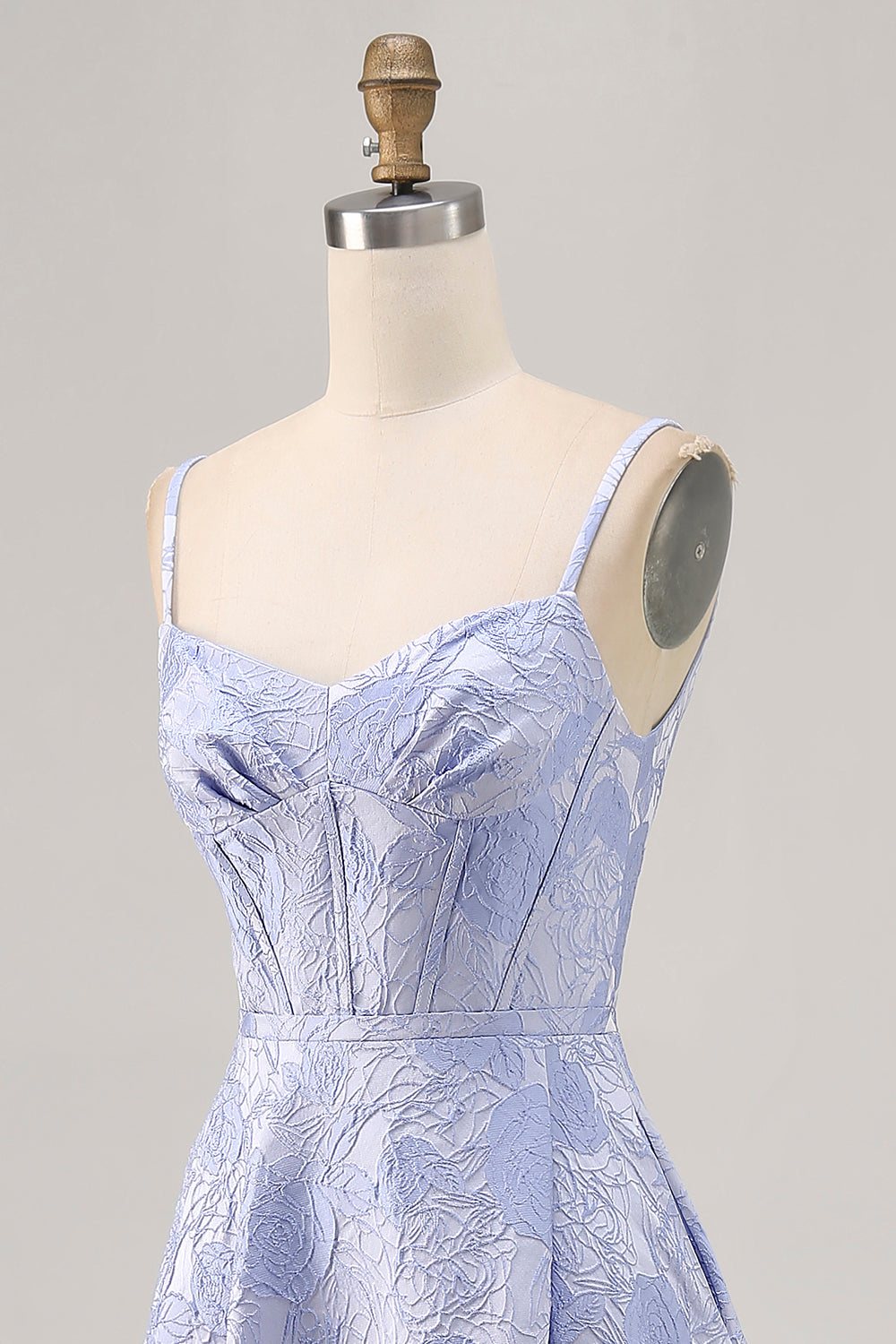 Blue A-Line Floral Corset Long Formal Dress with Slit