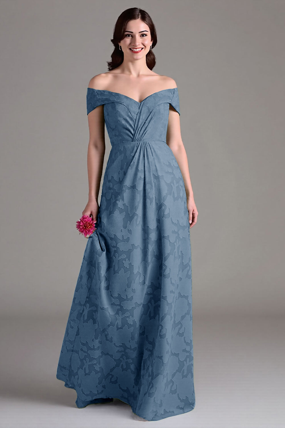 Eucalyptus A-Line Off The Shoulder Long Bridesmaid Dress