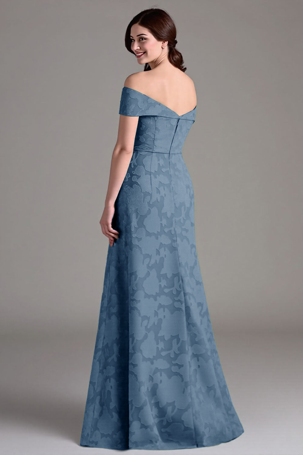 Eucalyptus A-Line Off The Shoulder Long Bridesmaid Dress