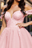 Blush Corset Tulle Short Cocktail Dress with Appliques