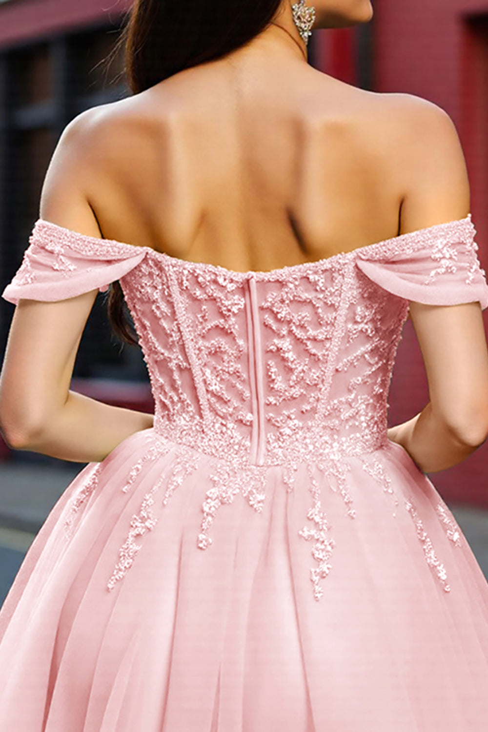 Blush Corset Tulle Short Cocktail Dress with Appliques