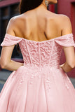 Blush Corset Tulle Short Cocktail Dress with Appliques