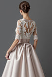 Apricot A Line Satin Long Mother Of The Bride Dress With Lace