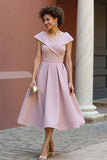 Dusty Rose A Line V Neck Ruched Long Mother Of The Bride Dress