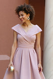 Dusty Rose A Line V Neck Ruched Long Mother Of The Bride Dress