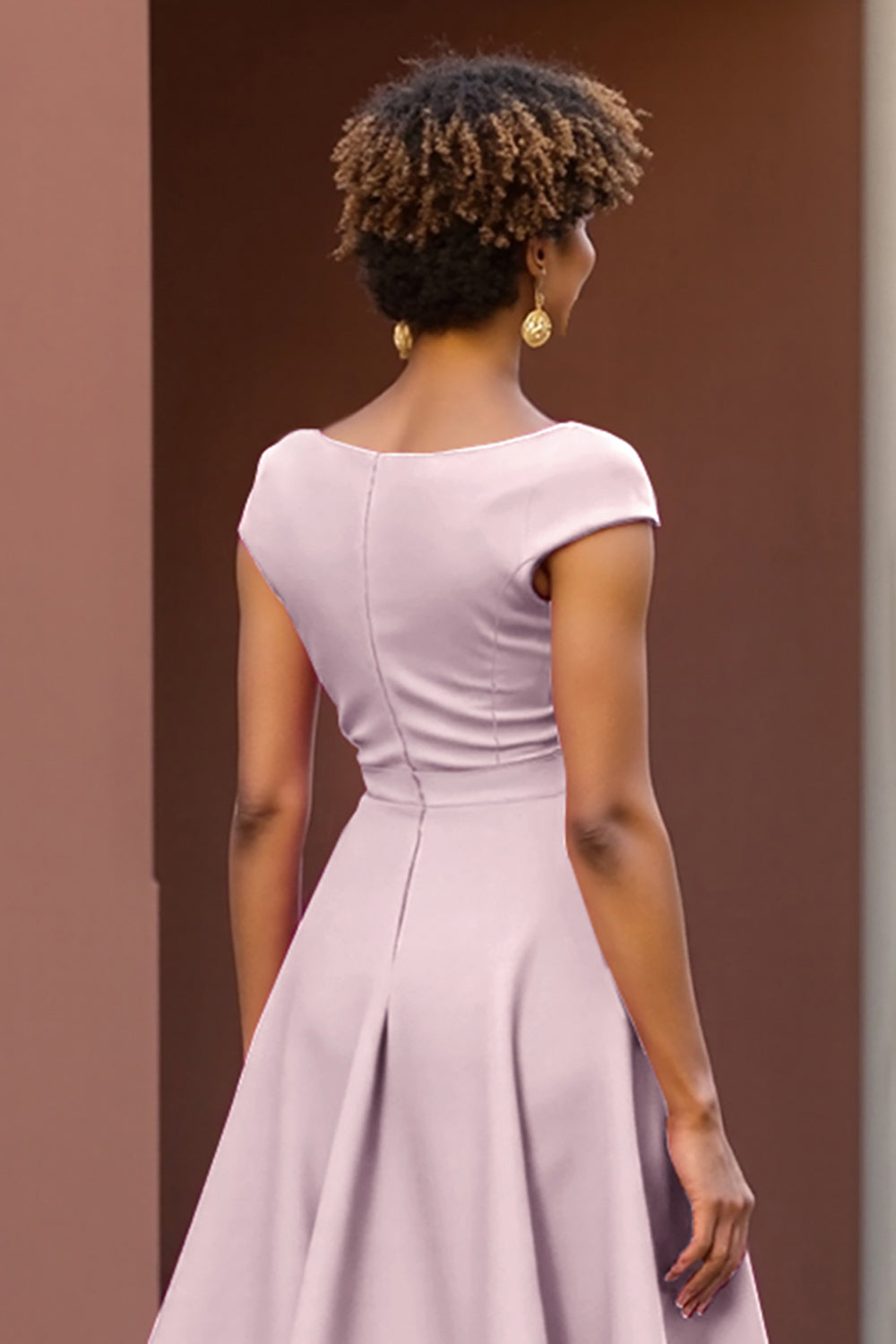 Dusty Rose A Line V Neck Ruched Long Mother Of The Bride Dress