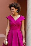 Dusty Rose A Line V Neck Ruched Long Mother Of The Bride Dress