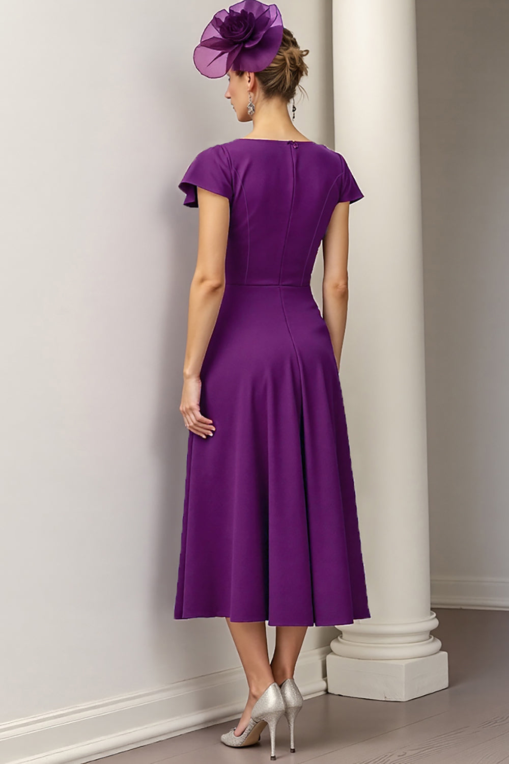 Sparkly Burgundy Floral A Line Long Mother Of The Bride Dress with Beading