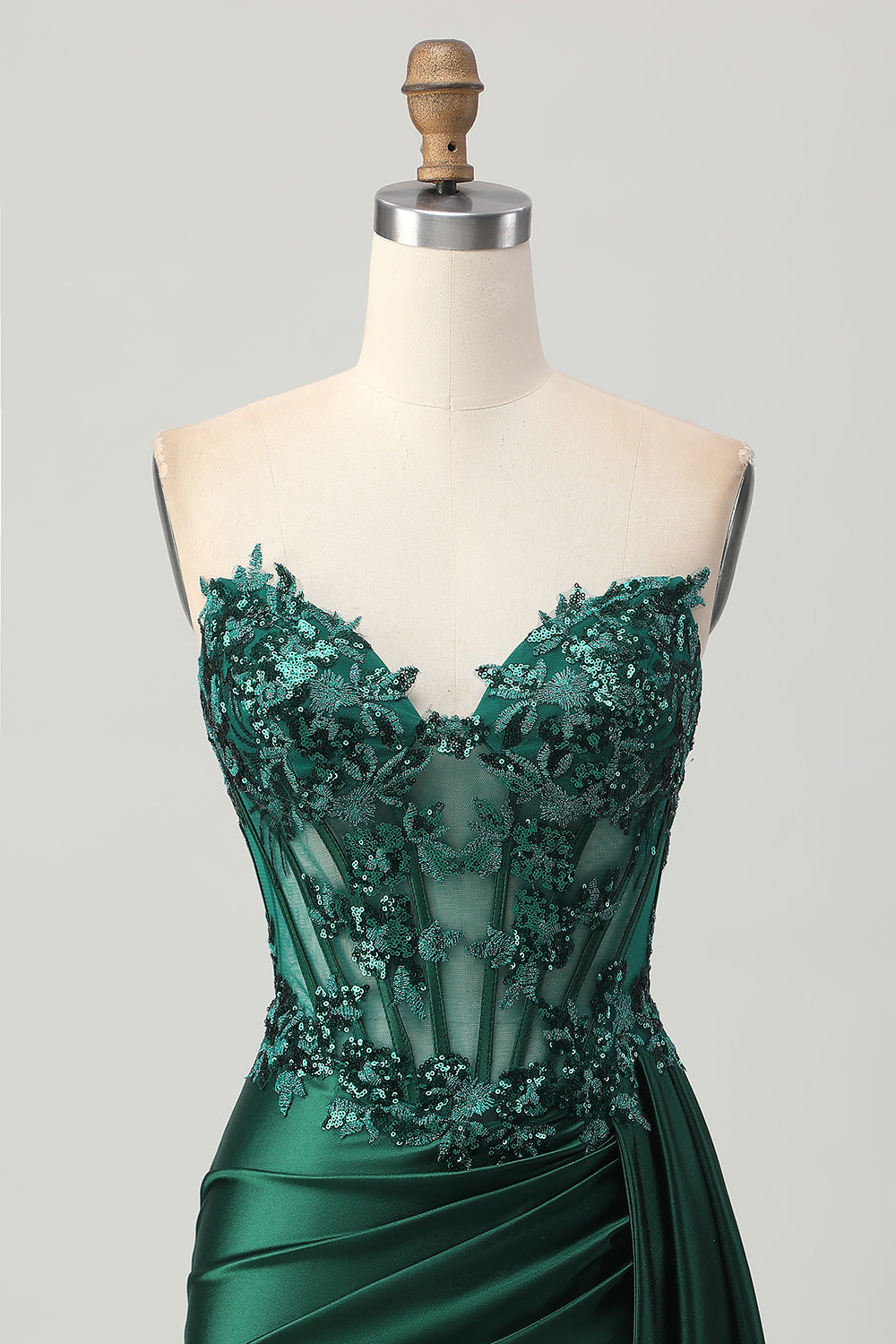 Sparkly Dark Green Bodycon Short Corset Cocktail Dress with Side Cape