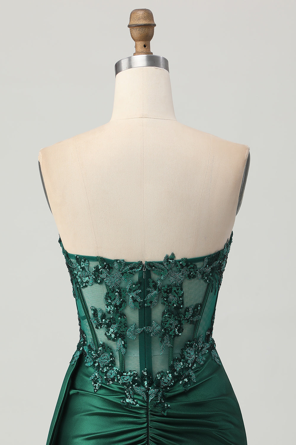 Sparkly Dark Green Bodycon Short Corset Cocktail Dress with Side Cape