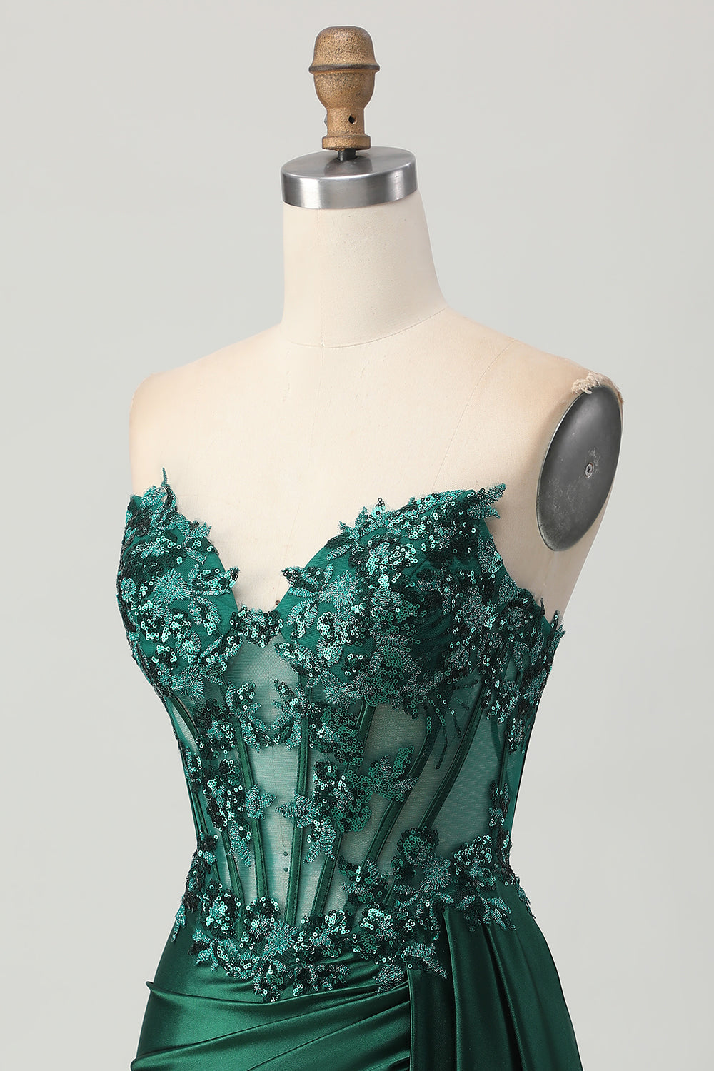 Sparkly Dark Green Bodycon Short Corset Cocktail Dress with Side Cape