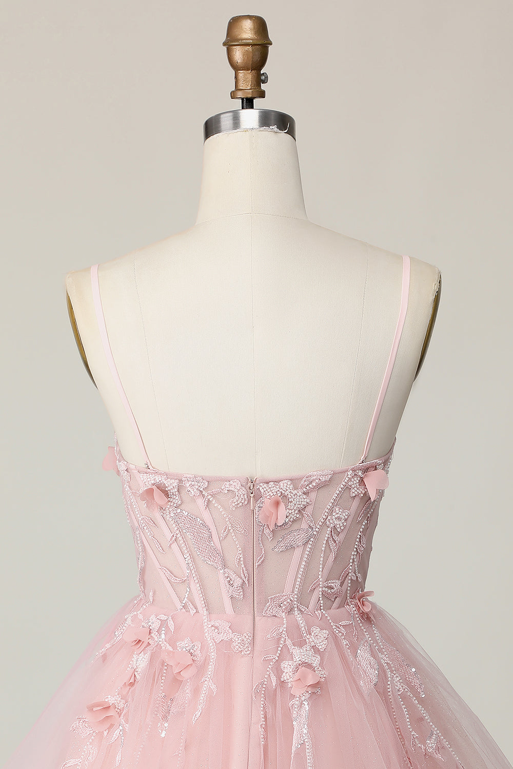 Sparkly Pink Corset Floral A Line Short Cocktail Dress