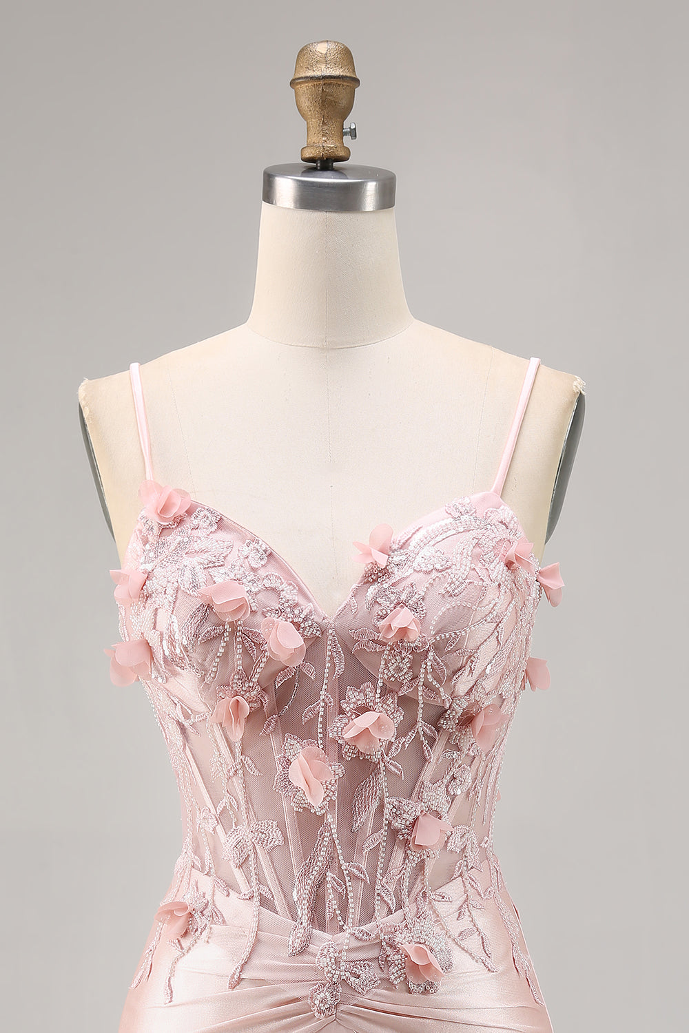 Sparkly Pink Satin Corset Bodycon Floral Mini Cocktail Dress