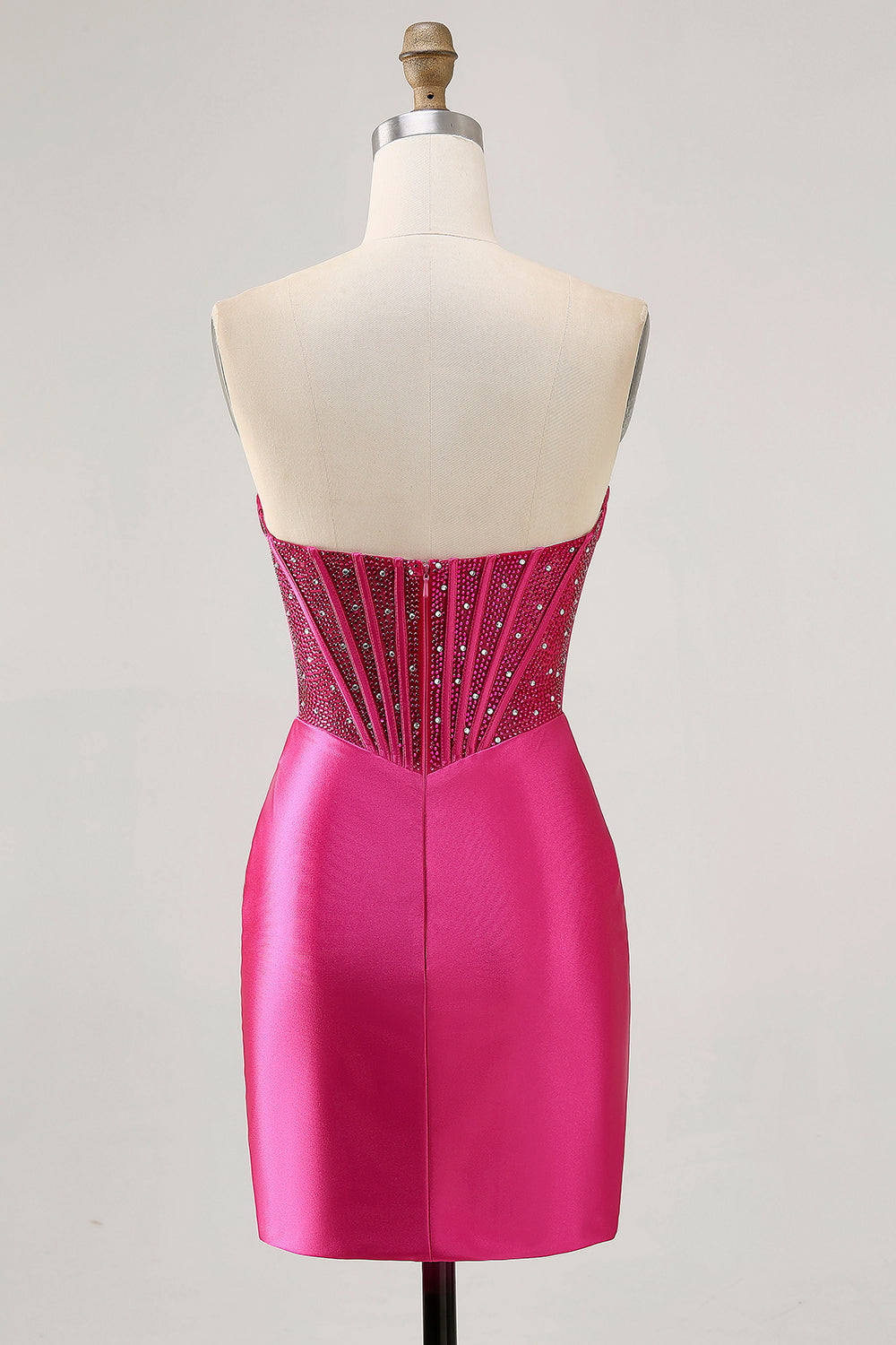Sparkly Fuchsia Corset Bodycon Short Cocktail Dress with Beading