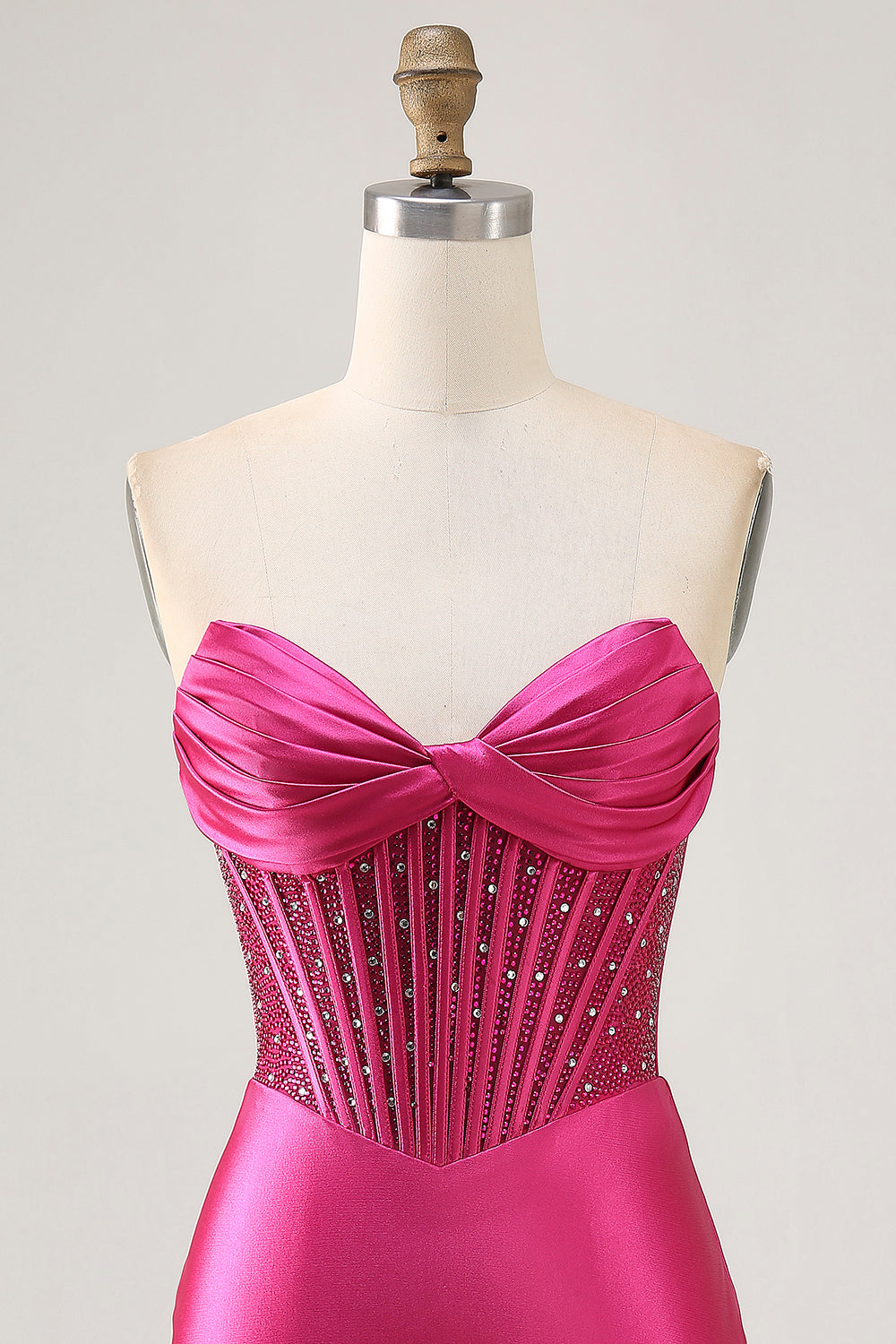 Sparkly Fuchsia Corset Bodycon Short Cocktail Dress with Beading