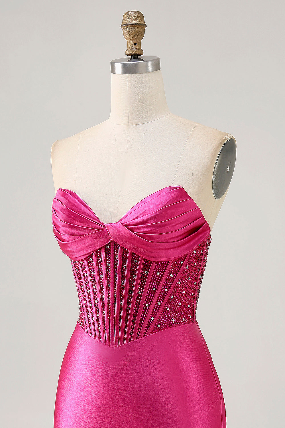 Sparkly Fuchsia Corset Bodycon Short Cocktail Dress with Beading