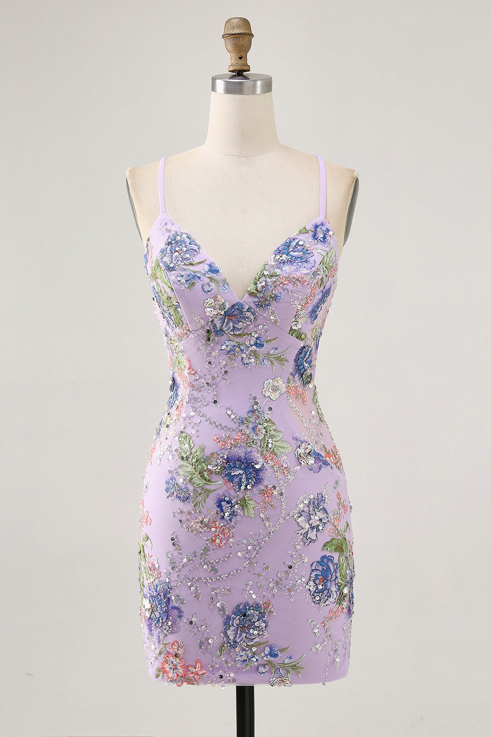 Sparkly Peacock Floral Beaded Short Bodycon Homecoming Dress with Sequin