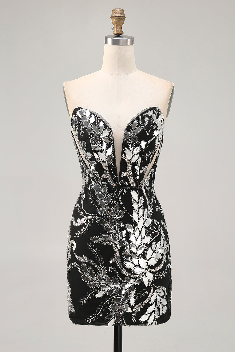 Sparkly Black Bodycon Sequins Short Cocktail Dress with Beading