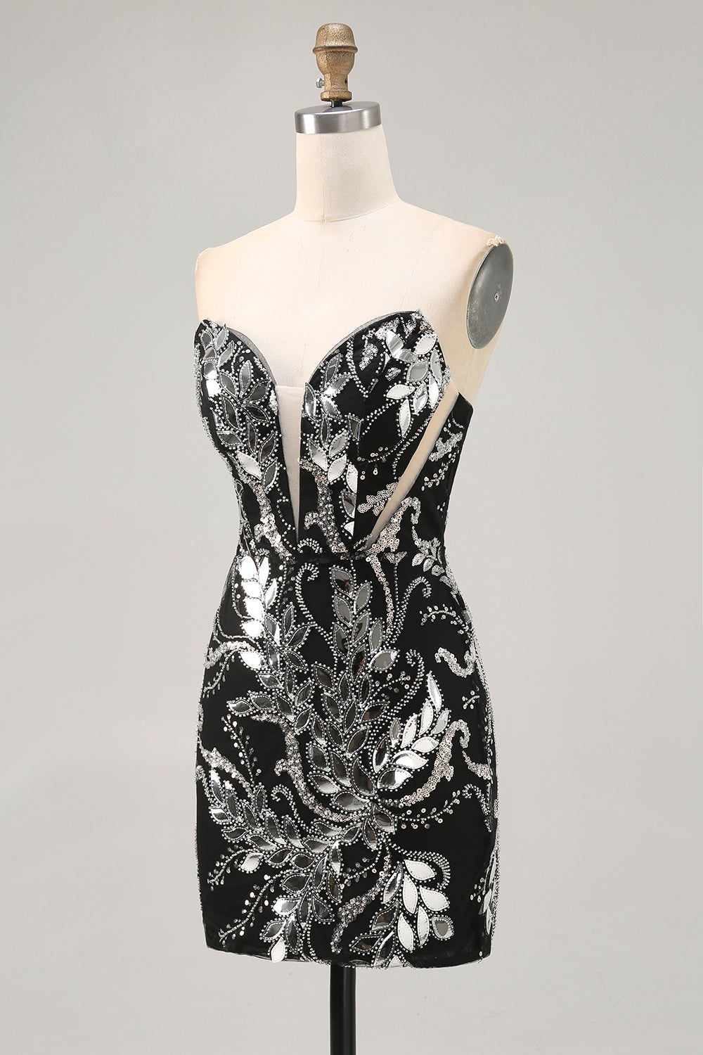 Sparkly Black Bodycon Sequins Short Cocktail Dress with Beading