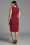 Bodycon Navy V Neck Midi Work Dress With Sash