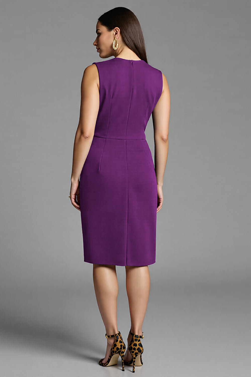 Bodycon Navy V Neck Midi Work Dress With Sash