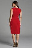 Bodycon Navy V Neck Midi Work Dress With Sash