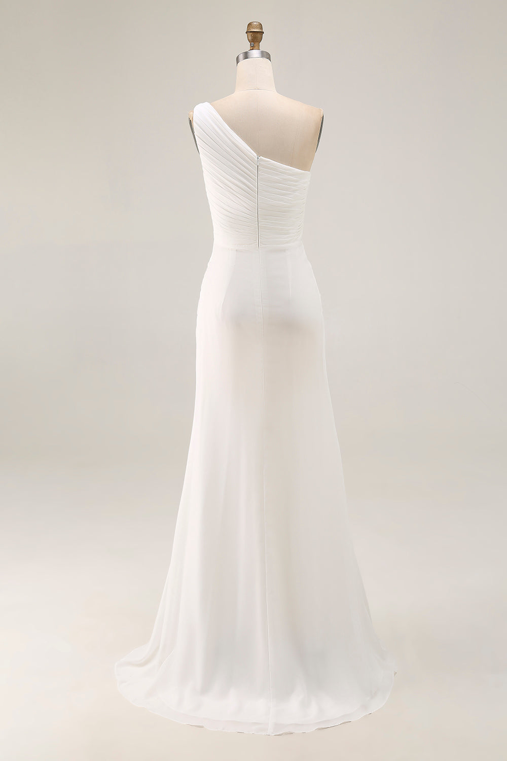 Black Chiffon One Shoulder Maxi Sheath Boho Formal Dress with Slit