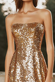 Sparkly Sequins A Line Gold Short Cocktail Dress
