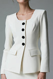 Ivory Single Breasted Round Neck 2 Pieces Women Formal Suits