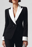 Black Peak Lapel Long Sleeves 2 Pieces Women Tuxedo