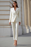 Ivory Peak Lapel 2 Pieces Long Sleeves Women Formal Suits