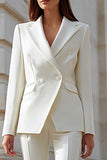 Ivory Peak Lapel 2 Pieces Long Sleeves Women Formal Suits