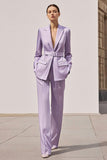 Lilac Satin 2 Pieces Peak Lapel Women Formal Suits with Belt