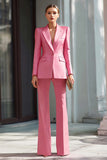 Pink 2 Pieces Peak Lapel One Button Formal Suits with Sleeves
