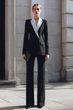 Black Peak Lapel 2 Pieces Long Sleeves Women Tuxedo